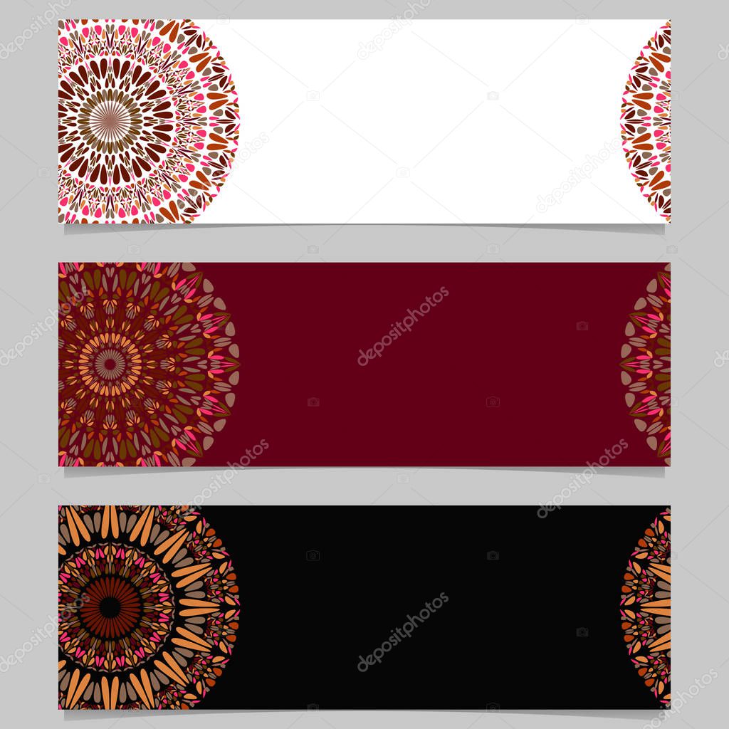 Horizontal colorful flower mandala banner template set