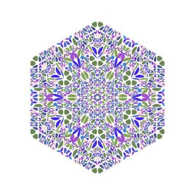 Geometrik çiçekli mozaik altıgen sembolü şablonu