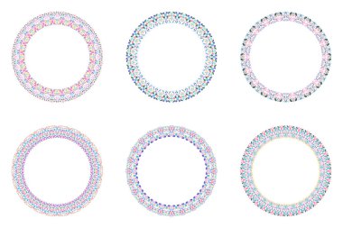 Geometrik soyut çakıl taşı mozaik yuvarlak çerçeve seti