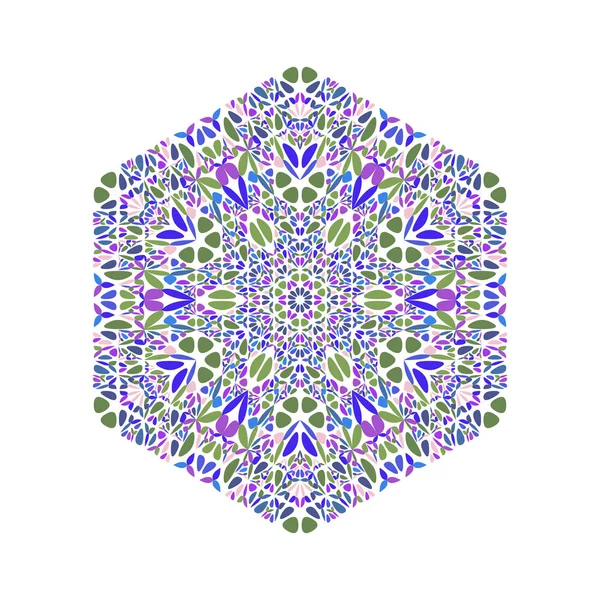 Geometrical floral mosaic ornament hexagon symbol template — Stock Vector