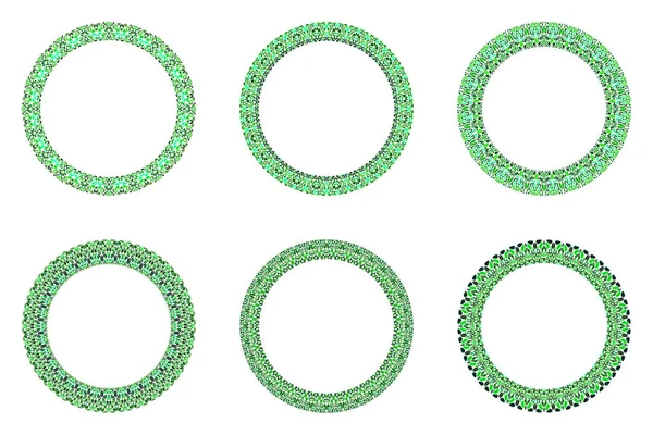 Jeu de bordures florales abstraites - éléments circulaires à vecteur rond — Image vectorielle