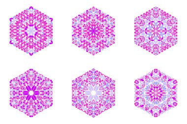 Geometrik yalıtılmış taç süsü altıgen şekil seti