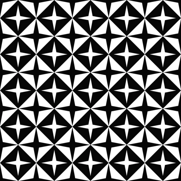 Diseño de fondo de patrón de estrella abstracta en blanco y negro sin costuras — Vector de stock