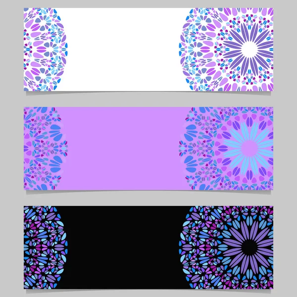 Horizontal colorful floral mandala banner background set — Stock Vector