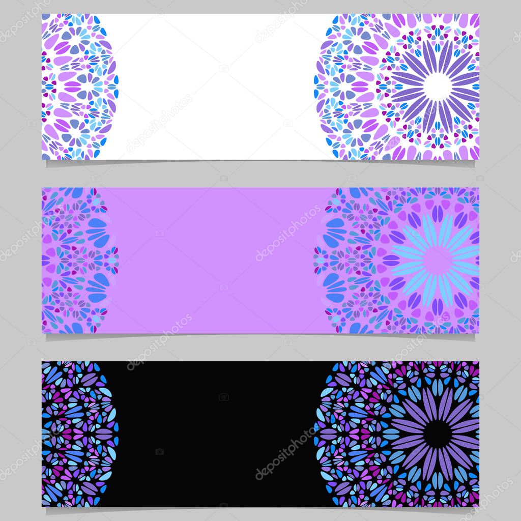 Horizontal colorful floral mandala banner background set