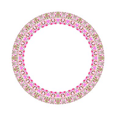 Geometrik çiçek çelengi - dairesel vektör tasarım elementi
