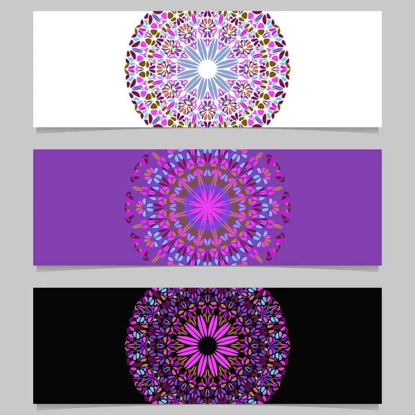 Horizontal colorful abstract flower mandala banner template set — Stock Vector