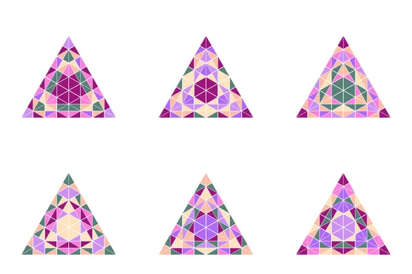 Abstract isolated ornate colorful mosaic triangle symbol template set — Stock Vector