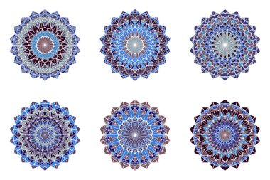 Yuvarlak renkli üçgen mozaik mandala logosu seti