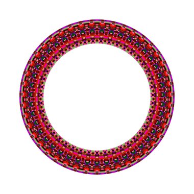 Soyut izole renkli karo mozaik daire kenarlığı