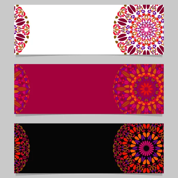 Geometrical colorful abstract floral mandala banner background set — Stock Vector