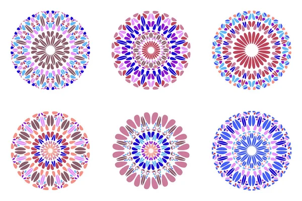 Geometrical round abstract gravel mandala symbol set — Stock Vector