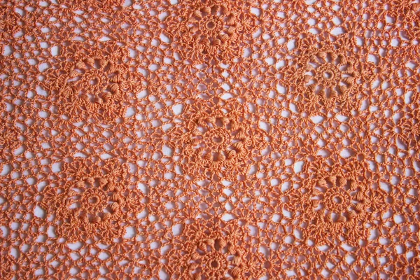 Knitted Lace Orange Background Handmade — Stock Photo, Image