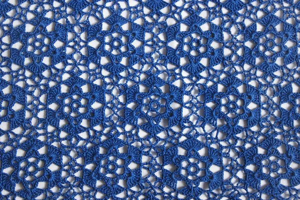 Knitted Lace Blue Background Handmade — ストック写真