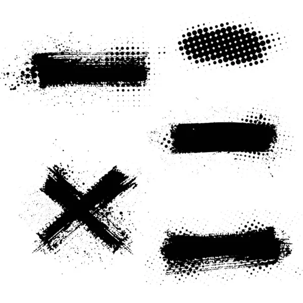 Ensemble Vectoriel Fond Coup Pinceau Artistique Grunge — Image vectorielle