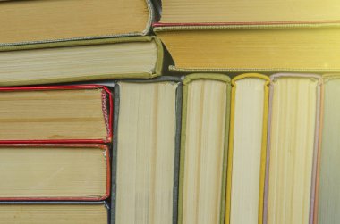 a stack of colorful books