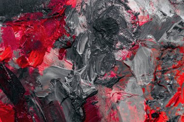 Yağlı boyaların kırmızı zıt arkaplanına sahip siyah beyaz