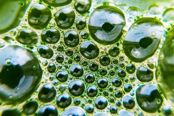 green bubble pattern as a foam structure on a liquid surface