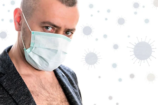Człowiek Masce Ochrona Przed Koronawirusem Zakażeniem — Zdjęcie stockowe