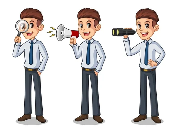 Set of businessman in shirt looking for poses — Stock Vector