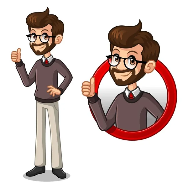 Conjunto de hombre de negocios hipster dentro del concepto de logotipo círculo — Vector de stock