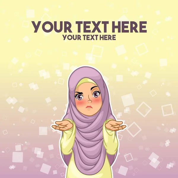 Femme Musulmane Portant Foulard Hijab Haussant Les Épaules Avec Les — Image vectorielle