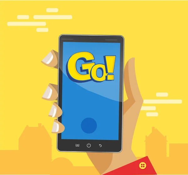 Popüler Video oyun Smartphone üzerinde oynarken. Oyun yerleri. Arama topları. Sembol Konsept gidin. Hisse senedi düz vektör çizim. Ekran uygulama arabirimi. Kullanmak Web sitesi, tanıtım, reklam
