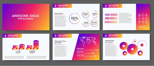 Große Infografiken. moderner einfacher Steigungsstil. Illustrationen zu digitalen Projekten, Management, Kunden, Design, Kommunikation. Einsatz in Website, Unternehmensbericht, Präsentation, Werbung, Marketing — Stockvektor