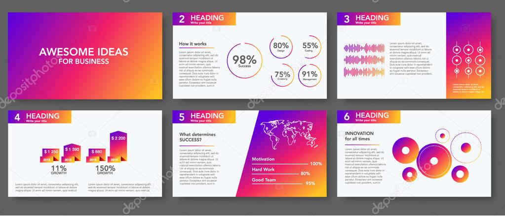 Big infographics. Modern simple gradient style. Illustrations about digital projects, management, clients, design, communication. Use in website, corporate report, presentation, advertising, marketing