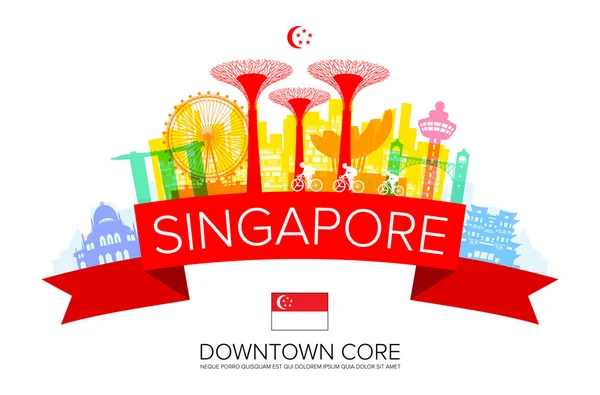 Lugares de interés de viaje de Singapur . — Vector de stock