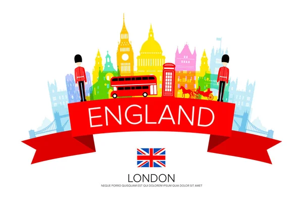 England Travel Landmarks — Stock Vector