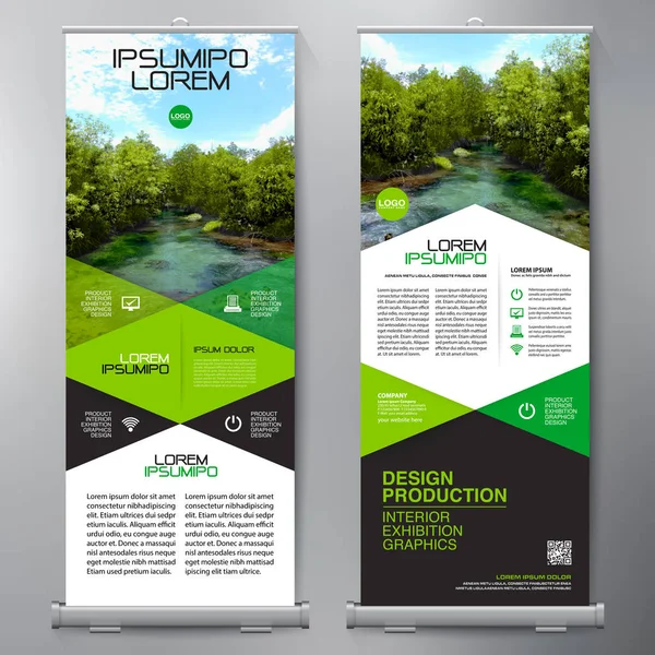 Business Roll Up. Standee Design. Modelo de Banner. Apresentação —  Vetores de Stock