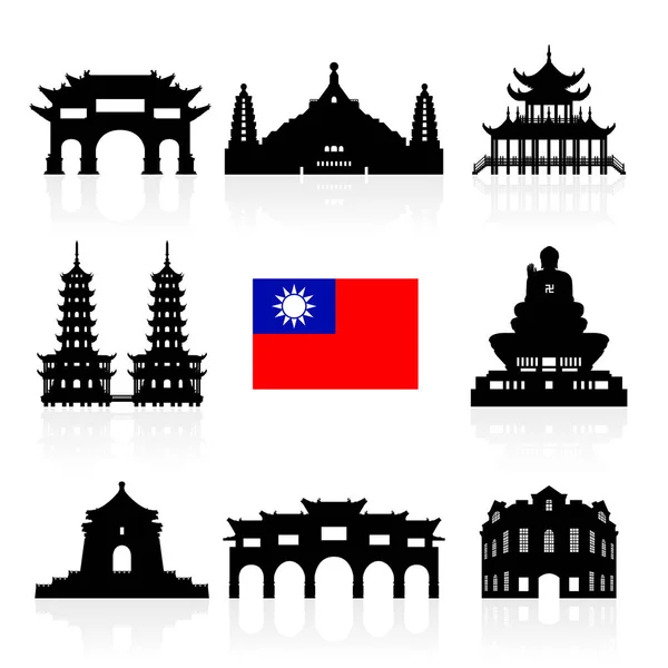 Icône de Taiwan Travel Landmarks — Image vectorielle