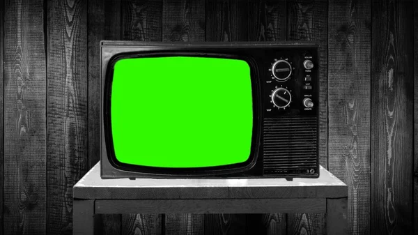 Yeşil ekran, birleşik ekran, kroma tuşlu eski TV seti