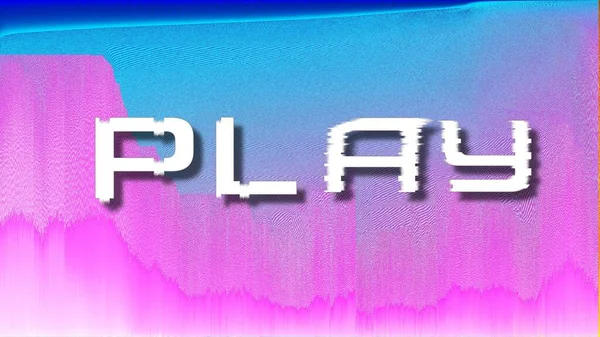 Word Play Auf Farbverlauf Rosa Blau Neon Farben Trendy Glitch — Stockfoto