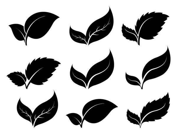 Silhuetter leaf ikoner — Stock vektor