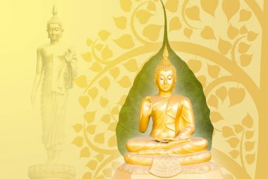 bodhi ağacı arka planda, Budist kavramının önemli gün Buda heykeli