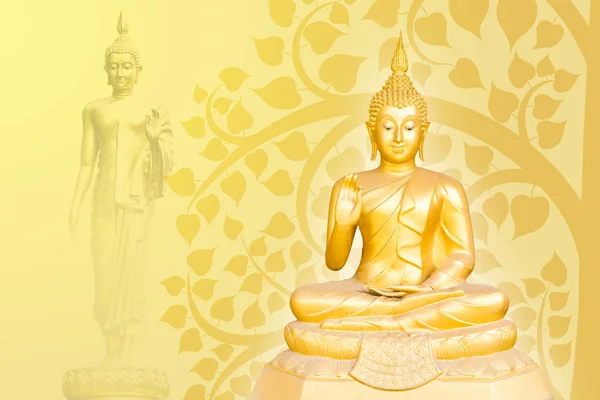 Estátua Buddha Fundo Árvore Bodhi Importante Dia Conceito Budista — Fotografia de Stock