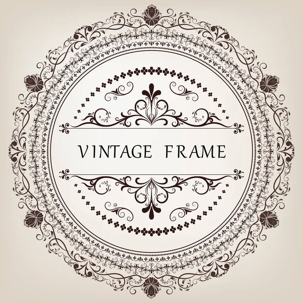 Cadre Vintage Cercle Avec Beau Filigrane Bordure Décorative Cartes Invitation — Image vectorielle