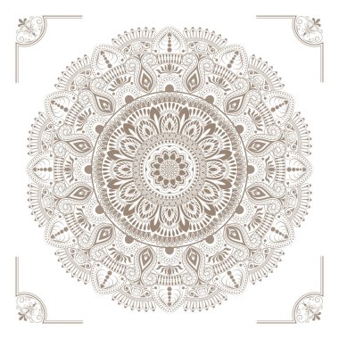 Mandala 'nın dairesel şekli. Doğu tarzında dekoratif süsler. Çiçek desenli mandala. Klasik olarak güzel çizgili tasarım