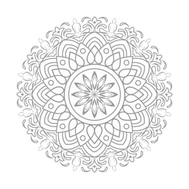 Mandala 'nın dairesel şekli. Doğu tarzında dekoratif süsler. Çiçek desenli mandala. Davetiye kartı olarak güzel çizgili tasarım