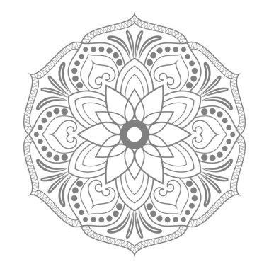 Mandala 'nın dairesel şekli. Doğu tarzında dekoratif süsler. Çiçek desenli mandala. Davetiye kartı olarak güzel çizgili tasarım