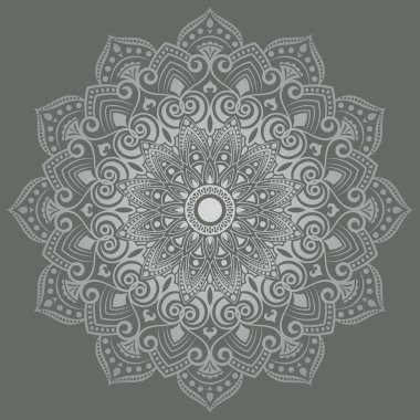 Mandala 'nın dairesel şekli. Doğu tarzında dekoratif süsler. Çiçek desenli mandala. Davetiye kartı olarak güzel çizgili tasarım