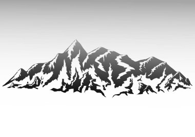 Yüksek dağ simgesi, vektör çizici için el çizimi dağlar siluetleri