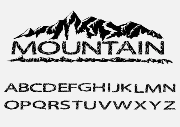 Silhouettes Montagne Dessinées Main Pour Icône Haute Montagne Avec Fonte — Image vectorielle