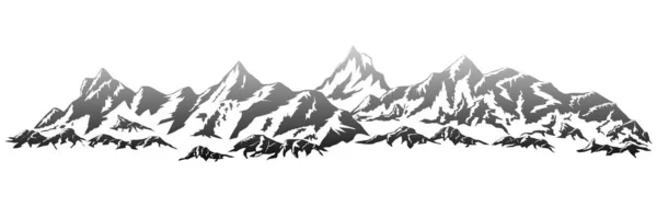 Silhouette Montagne Disegnate Mano Icona Alta Montagna Illustratore Vettoriale — Vettoriale Stock