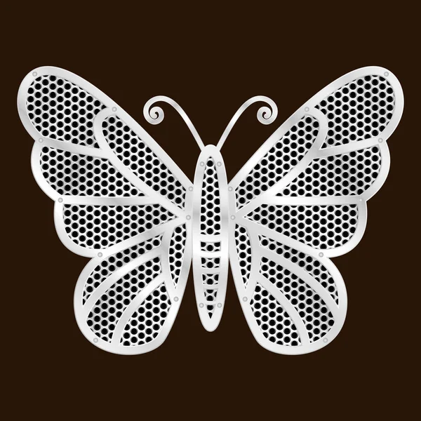 Mariposa Acero Con Hoja Metal Vector Insecto Hierro — Vector de stock