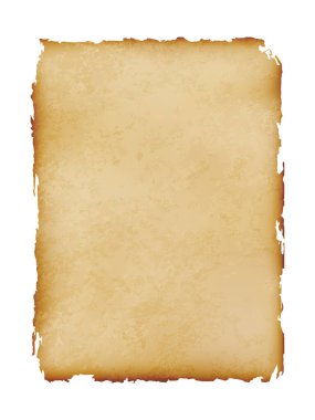 Beyaz arkaplanda izole edilmiş eski kağıt sayfası, vektör illüstrasyonu