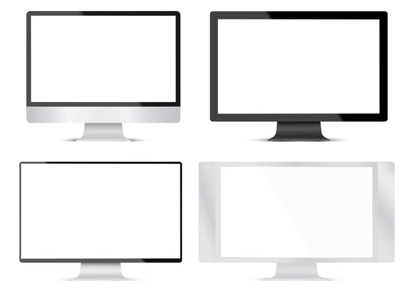 Visualizzazione Del Computer Isolato Sfondo Bianco Monitor Vuoto Illustrazione Vettoriale — Vettoriale Stock