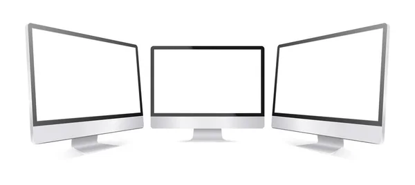 Visualizzazione Del Computer Isolato Sfondo Bianco Monitor Vuoto Illustrazione Vettoriale — Vettoriale Stock